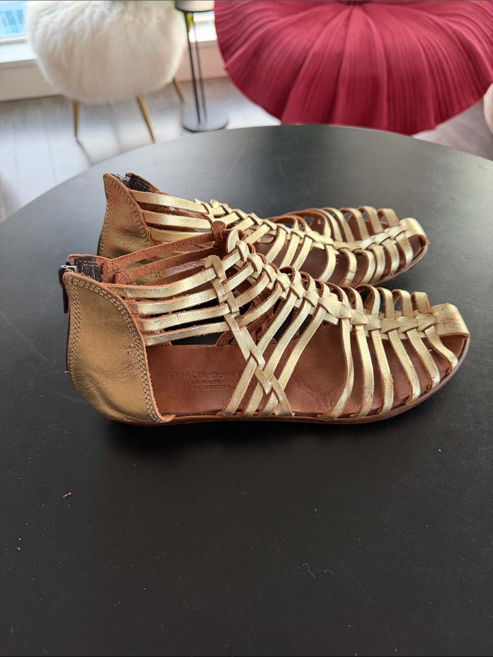 Women's Metallic Gold Strappy Gladiator Sandals